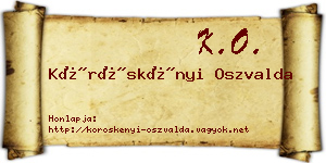 Köröskényi Oszvalda névjegykártya